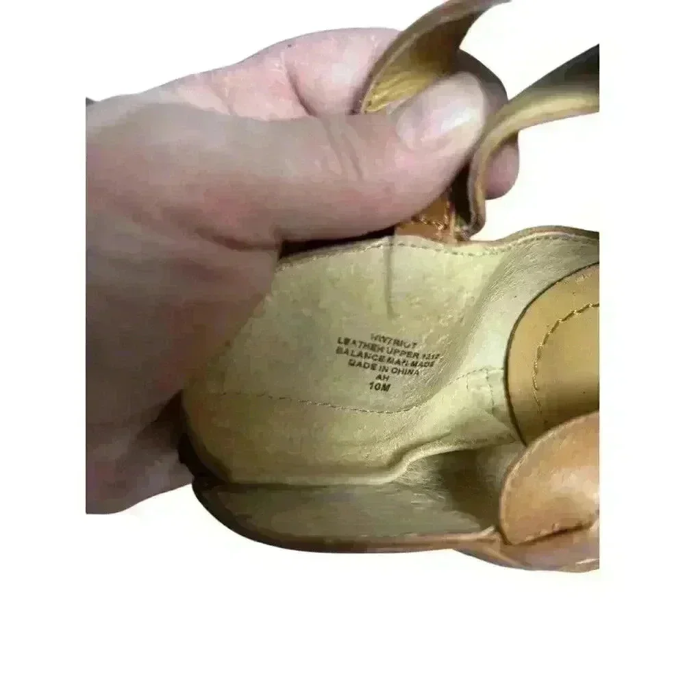 Nine West 10M Zipper Back Open Toe Sandals High Heel Tan